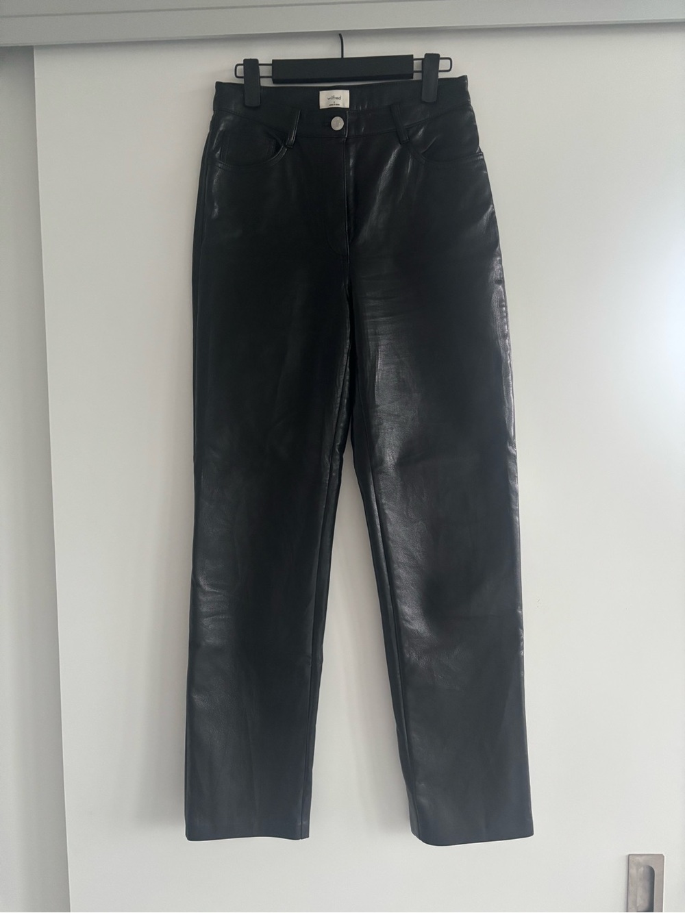 Wilfred Melina Black Straight-Leg Faux Vegan Leather Jeans